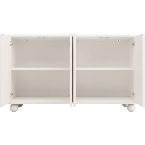 Buffet, avec espace de rangement, plateau réglable,120×35×71cm, MDF, blanc