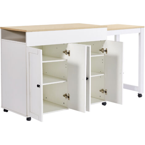 Mesa De Bar Extensible 118-180cm Con Almacenamiento - Mesa Alta Multiuso Con Estantes