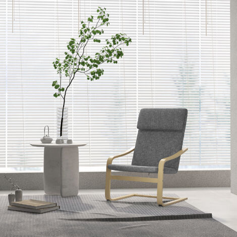 REDOM Fauteuil 80x66.5x99cm Confort élevé revêtement polyester structure en bois Gris foncé (1/5)