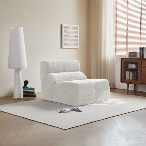 Canapé 94x110x79cm moelleux velours rembourrage mousse haute densité ergonomique blanc