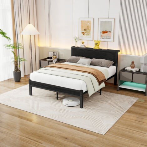 Lit Double Adulte 160x200cm | Structure de lit plateforme en métal