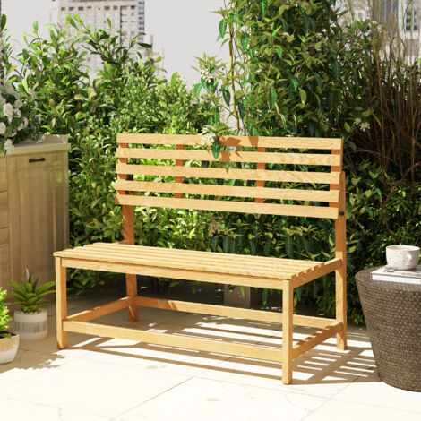 REDOM Banc de jardin convertible en table 110x61x89 cm, assise 2 places, charge 240 kg, bois de pin, teak