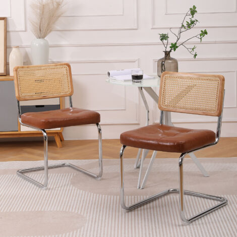 REDOM Chaise de salle à manger pivotante, design moderne et minimaliste, coussin confortable, similicuir PU marron (1/5)