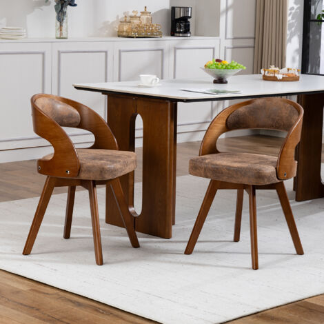REDOM Lot de 2 chaise de salle à manger pivotante 360°, dossier ergonomique, assise rembourrée, tissu technique café (1/5)