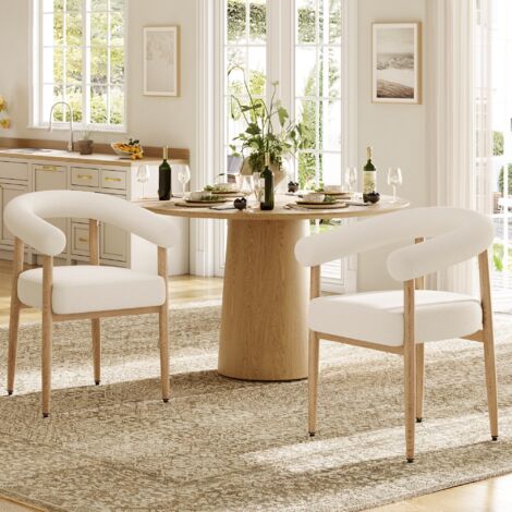 REDOM Lot de 4 chaises de salle à manger rembourrées, dossier ergonomique, pieds réglables, structure en acier blanc (1/5)