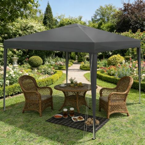 REDOM Pavillon pliant 300x300x258 cm, hauteur réglable, toit imperméable anti UV, toile Oxford, métal et plastique, anthracite (1/5)