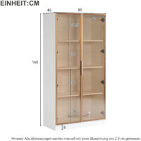 Vitrine En Verre Avec Éclairage LED 3 Couleurs - 140x40x75 Cm, Verre Trempé Et MDF