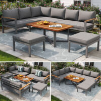 Salon de jardin pour 7 à 8 personnes, salon de jardin, salon de jardin, balcon, terrasse, groupe de sièges résistant aux intempéries, groupe de repas, salon de jardin moderne, salon de jardin avec cad