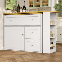 Table de bar cuisine extensible avec étagère snack et 2 tiroirs
- bar de cuisine en blanc MDF - 138x39x105cm