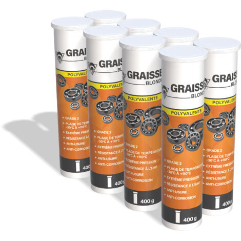 Méduze - 8 cartouches de graisse multifonctions 400g - Grade NLGI 2 - Facilement pompable - Extrême pression (1/5)