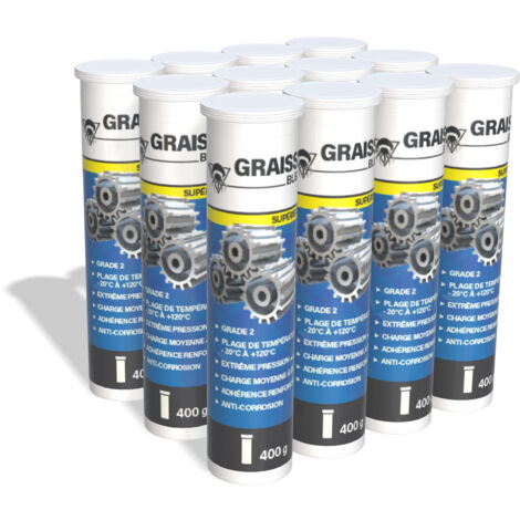 Méduze - 12 cartouches de graisse bleue supérieure 400g - Grade NLGI 2 - Adhérence renforcée - Multifonctions - Extrême pression