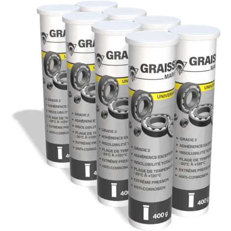 Méduze - 8 cartouches de graisse marine universelle 400g - Grade NLGI 2 - Insolubilité totale à l’eau - Extrême pression (1/5)