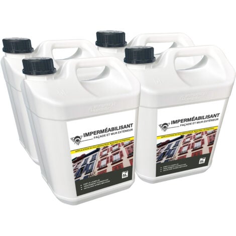 Méduze - 4 imperméabilisants hydrofuges pour façade et murs extérieurs 5L - Prêt à l’emploi - Invisible après séchage - Effet perlant - Professionnel