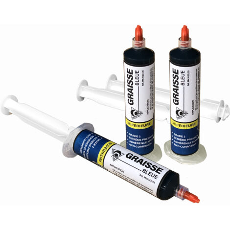 Méduze - 3 graisses bleues en seringue 25g - Grade NLGI 2 - Extrême pression - Multifonctions - Anticorrosion (1/5)