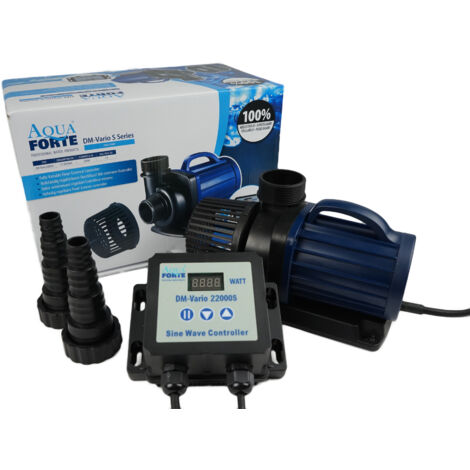 AquaForte DM-22000 Vario S Teichpumpe - 22.000 L/Std. - 200W - Förderhöhe 7,5 m - Korngröße 6 mm - Sehr energieeffizient - Geeignet für Süß- & Salzwasser