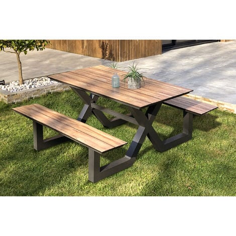 VANCOUVER Gartentisch 6 Personen, Aluminium mit HPL Platte