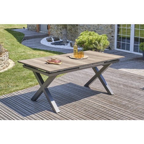 FLORIDE Gartentisch mit HPLPlatte aus Holzimitat, Aluminium
