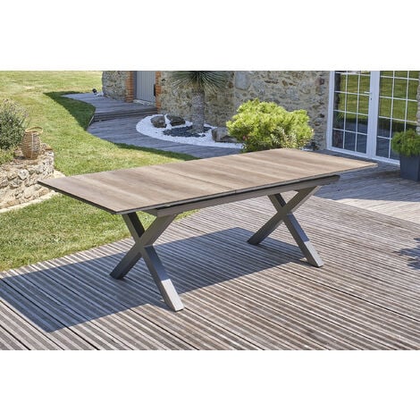 FLORIDE Gartentisch mit HPLPlatte aus Holzimitat, Aluminium