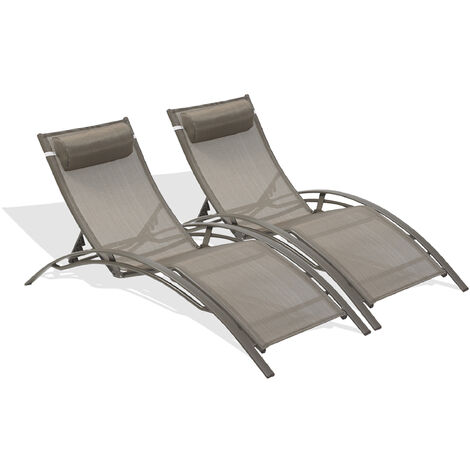 CL76 - Set mit 2 Sonnenliegen, Aluminium und Textilene - DCB GARDEN