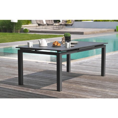 MIAMI Ausziehbarer Gartentisch 12 Personen, Aluminium, anthrazitgrau