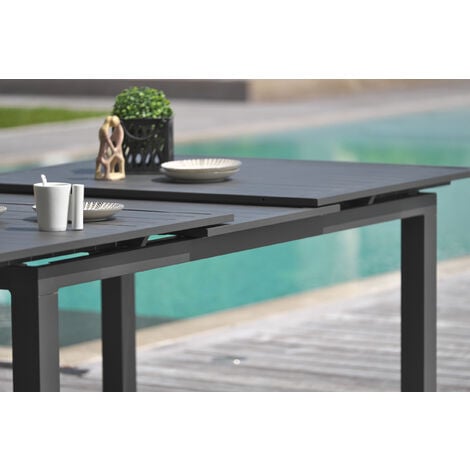 MIAMI Ausziehbarer Gartentisch 12 Personen, Aluminium, anthrazitgrau