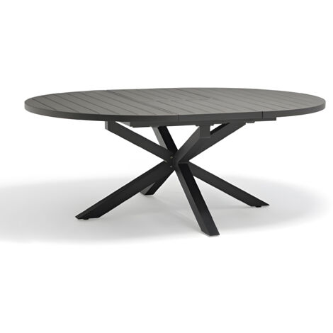Dcb Garden – Ausziehbarer Gartentisch 8 Personen – Aluminium – L 145/199 x B 145 x H 75 cm – Anthrazitgrau – Für Terrassen und Gärten (1/5)