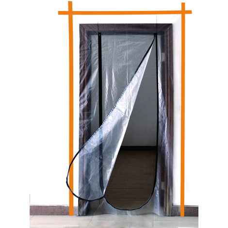 Meister Staubschutztür 220 x 112 cm - 2 Stück - Integrierter Reißverschluss - Lichtdurchlässig - Wiederverwendbar - Staubschutz bei Umbau & Renovierung / Staubtür / Bautür / Staubvorhang / 4170310