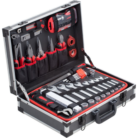 Meister Werkzeugkoffer 131-teilig - Stabiler Alu-Koffer - Werkzeug-Set - Für Haushalt, Garage & Werkstatt / Profi Werkzeugkoffer befüllt / Werkzeugkiste / Werkzeugbox komplett mit Werkzeug / 8971470 (1/5)