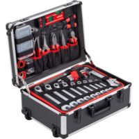 Meister Werkzeugtrolley 238-teilig - Werkzeug-Set - Mit Rollen - Teleskophandgriff / Profi Werkzeugkoffer befüllt / Werkzeugkiste fahrbar auf Rollen / Werkzeugbox komplett mit Werkzeug / 8971480