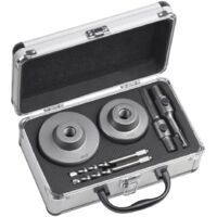 Werkzeyt Bohrkronen-Set 6-teilig - Ø 68 + 82 mm - 50 mm Schnitttiefe - SDS-Plus- & Sechskant-Adapter - 2 Zentrierbohrer / Lochbohrer für Mauerwerk & Kalksandstein / Hohlbohrkronen / 8910160