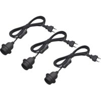 Meister Lampenfassung E27 - 3,5 Meter - schwarz - 3 Stück - Mit Ein-/Ausschalter - Ideal für DIY-Projekte - Geeignet für Steh- & Hängelampen / Lampenaufhängung / Kabel für DIY-Leuchte / 7443900