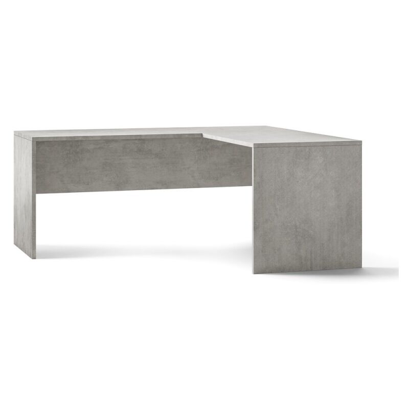 Bureau Moderne d'Angle à Droite Beton Cemento 180x169x h76 cm