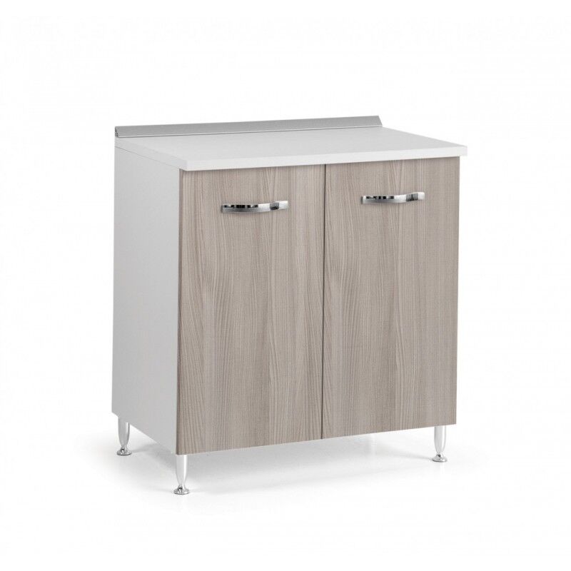 Base de cuisine 2 portes en placage d'orme, 80x50xH 85 cm
