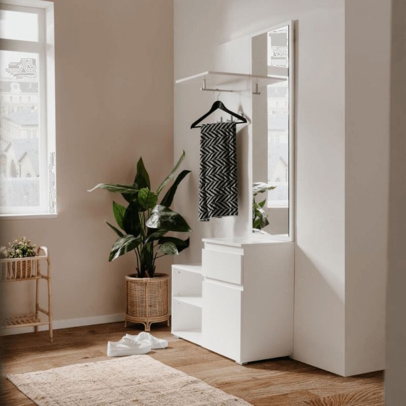 Meuble d'entrée Image41B blanc avec miroir