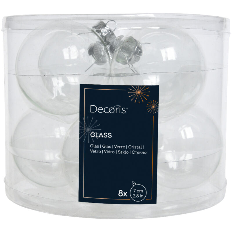 Boules de Noël transparentes iridescentes de 7 cm