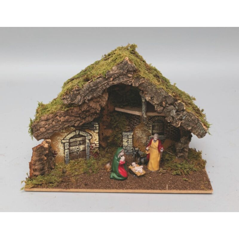 Cabane en bois avec 5 bergers 19x43x29 cm
