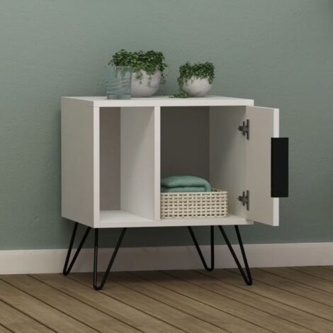 Commode blanche avec porte et étagère Glynn - 50x44x60 cm
