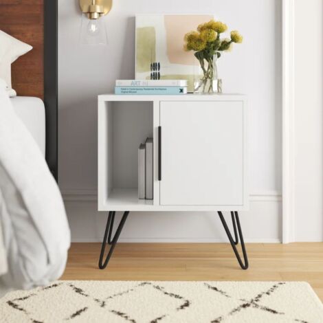 Commode blanche avec porte et étagère Glynn - 50x44x60 cm
