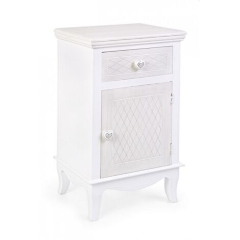 Commode en MDF avec une porte et un tiroir Blanc 40x32x h69,5 cm