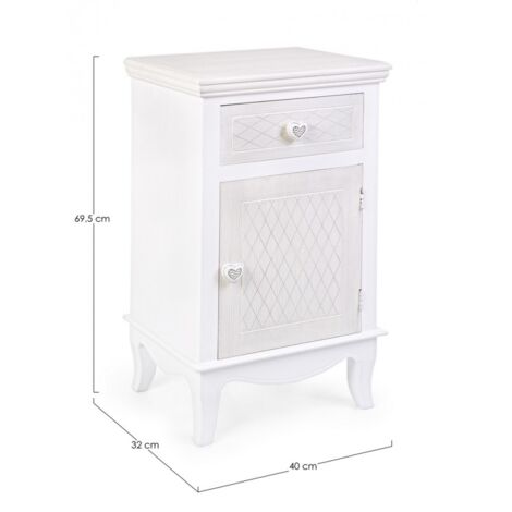 Commode en MDF avec une porte et un tiroir Blanc 40x32x h69,5 cm