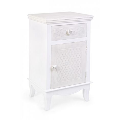 Commode en MDF avec une porte et un tiroir Blanc 40x32x h69,5 cm