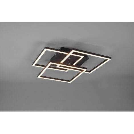 Plafonnier LED à 3 carrés orientables avec variateur de lumière - Noir