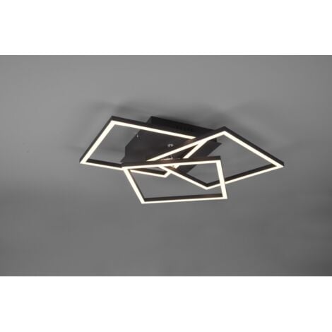Plafonnier LED à 3 carrés orientables avec variateur de lumière - Noir