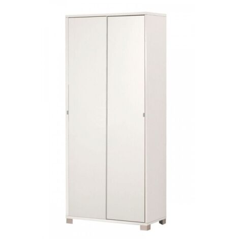 Armoire penderie à deux portes coulissantes – Structure en bois mélaminé – 82x41x190 cm – Quatre étagères réglables – Pieds chrome satiné - 82x41x (1/8)