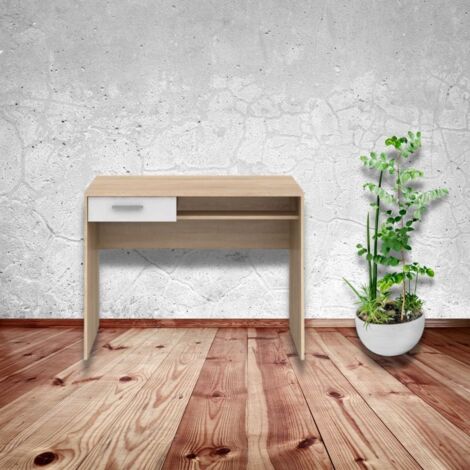 Bureau avec tiroir chêne blanc 100x59x75,5 cm. Nepo