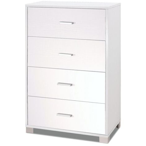 Commode quatre tiroirs Blanc Cendré 70x41x h112 cm