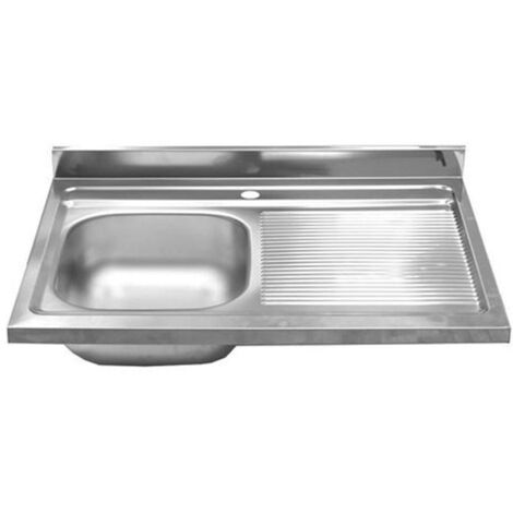 Lavello cucina vasca con gocciolatoio dx in acciaio da appoggio 50x80 cm
