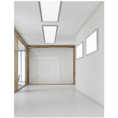 Plafonnier Panneau Carré Led Dimmer Nickel 62x62 cm