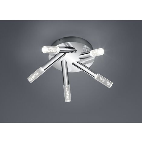 Plafonnier Chrome Salle de Bain 5 Cylindres Led Bolsa IP44