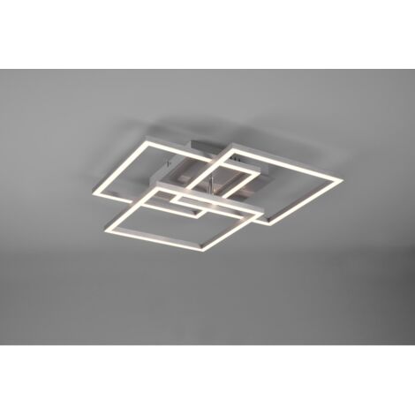 Plafonnier LED à 3 carrés orientables avec variateur de lumière - Nickel